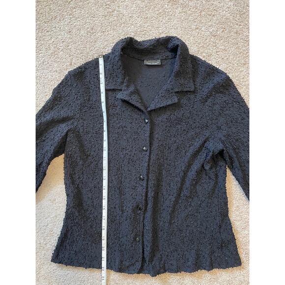 Front Street Womens Large Button Up Cardigan Black Collar Diamond Shape Button - Picture 9 of 11